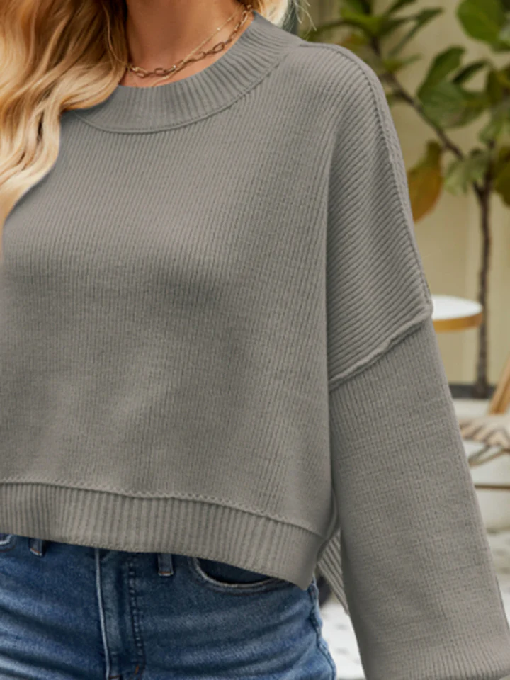 Round Neck Lantern Sleeve Sweater - Image 10