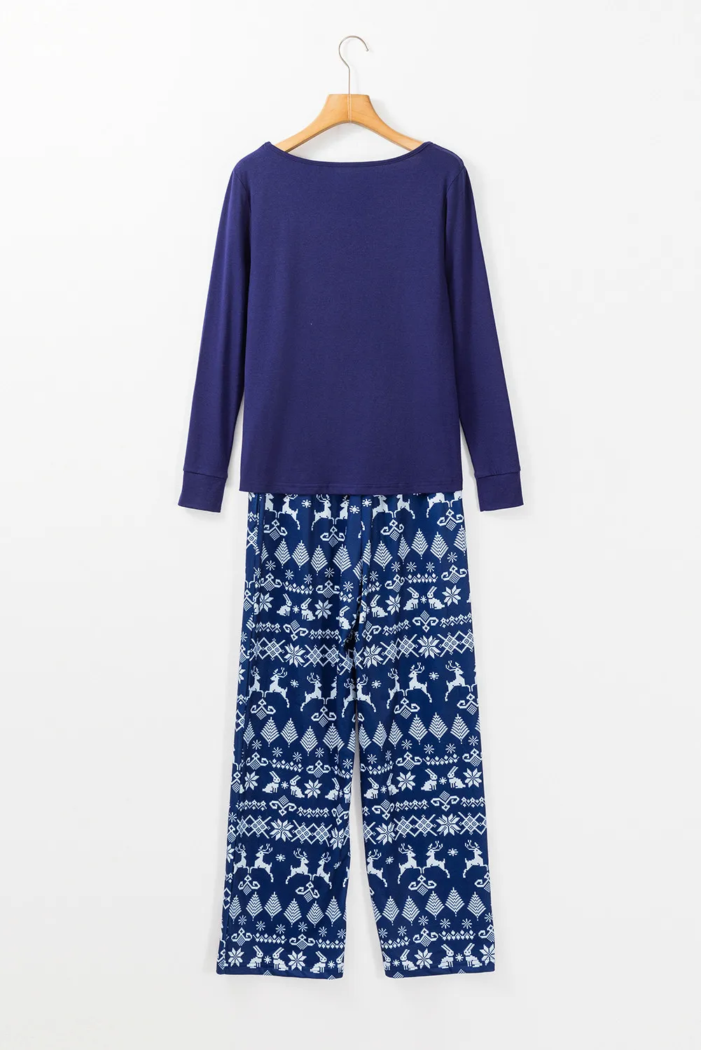 Round Neck Long Sleeve Top and Printed Pants Lounge Set - Image 3