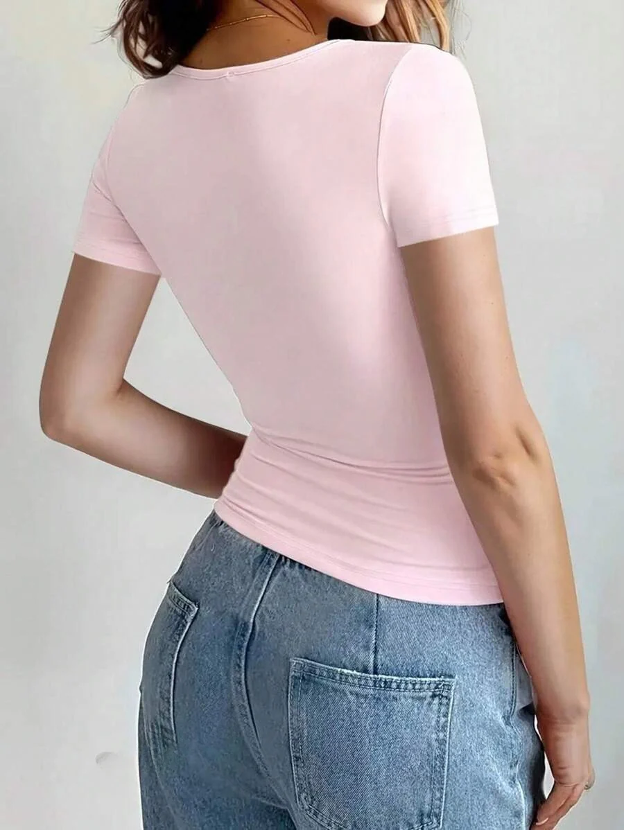 Round Neck Short Sleeve T-Shirt - Image 2