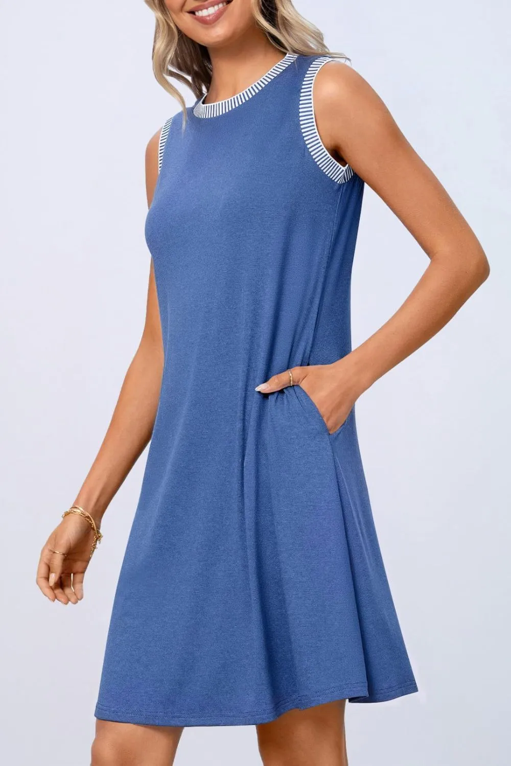 Round Neck Sleeveless Mini Tank Dress - Image 13