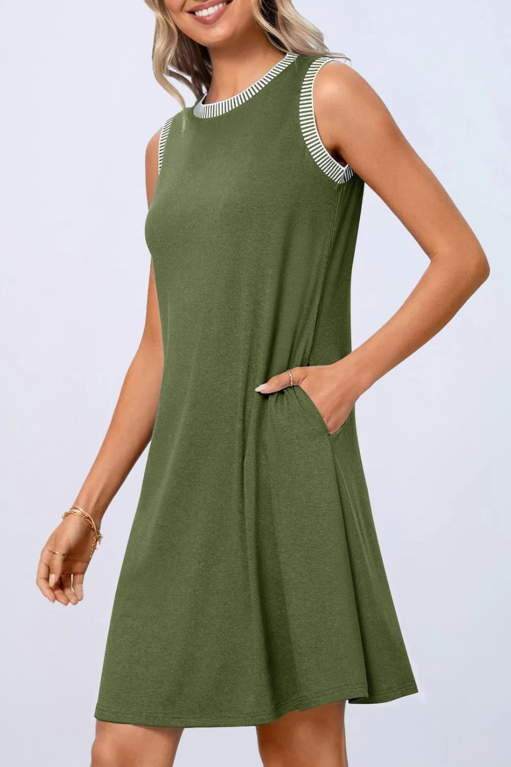 Round Neck Sleeveless Mini Tank Dress - Image 2