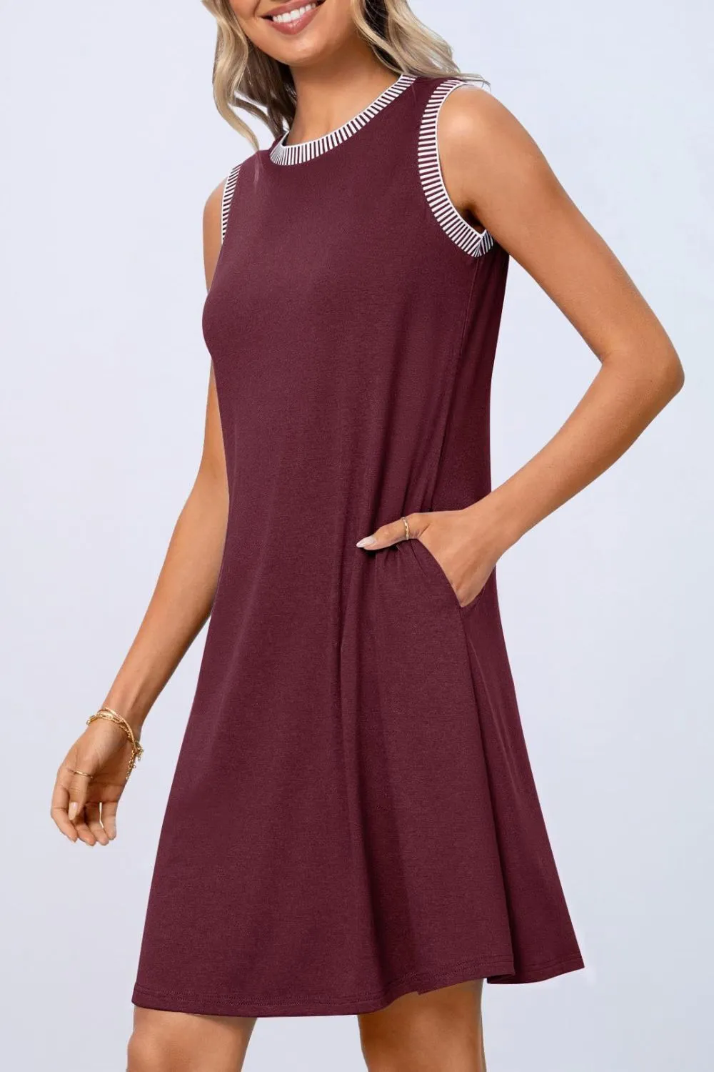 Round Neck Sleeveless Mini Tank Dress - Image 22