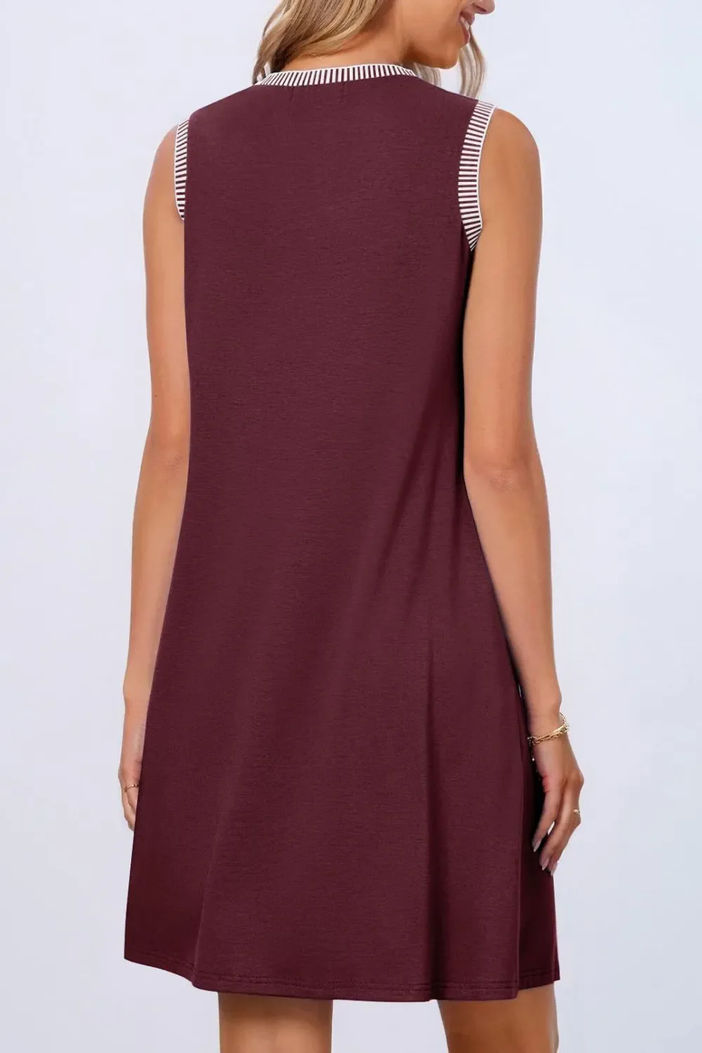 Round Neck Sleeveless Mini Tank Dress - Image 23