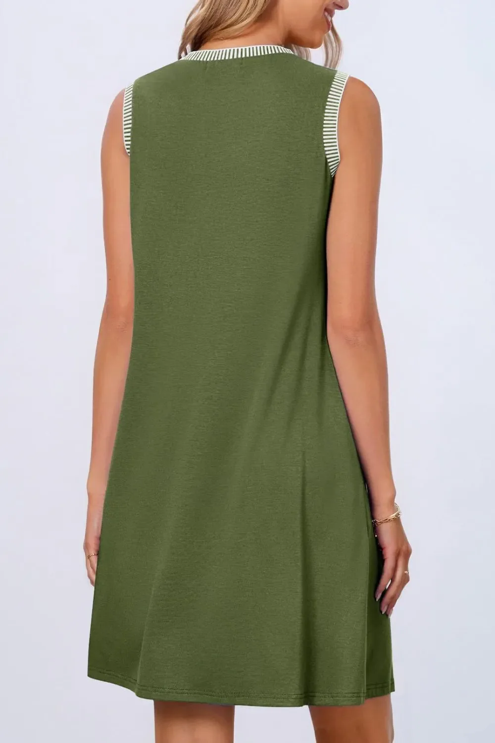 Round Neck Sleeveless Mini Tank Dress - Image 3