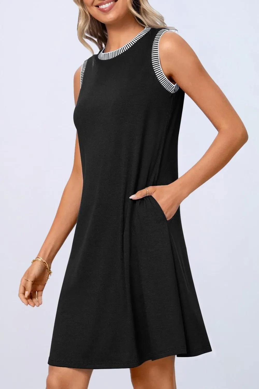 Round Neck Sleeveless Mini Tank Dress - Image 6
