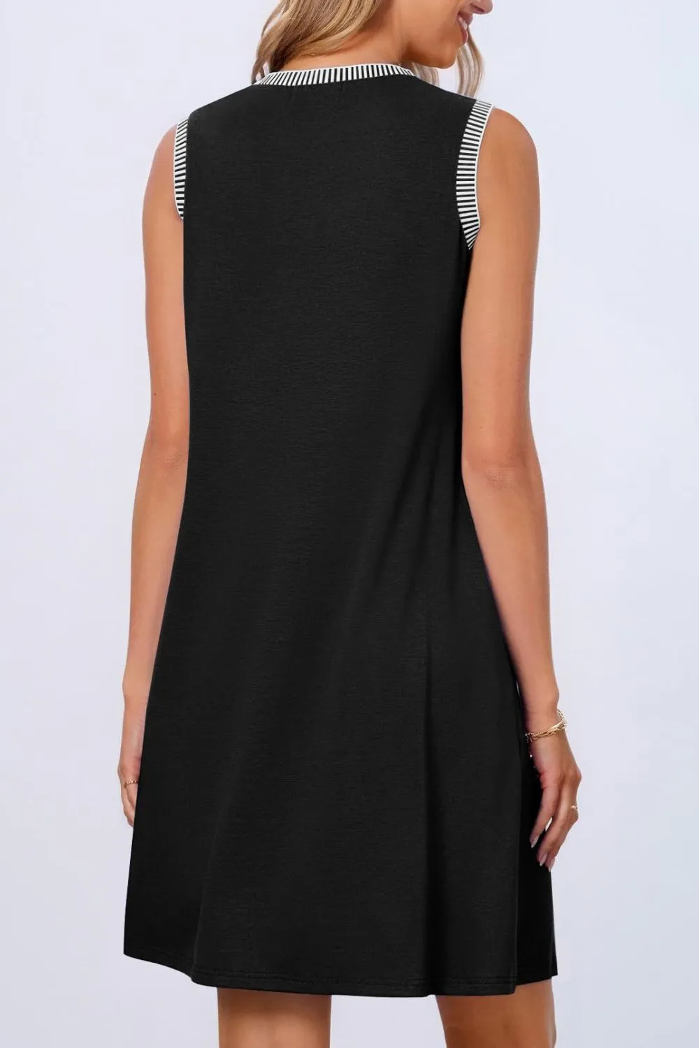 Round Neck Sleeveless Mini Tank Dress - Image 8