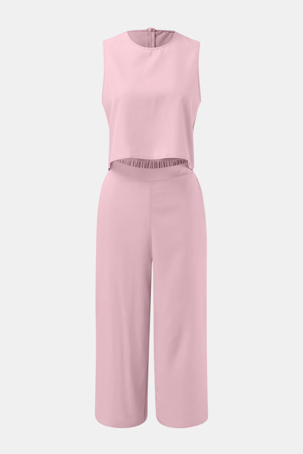 Round Neck Top and Wide Leg Pants Set - Image 11
