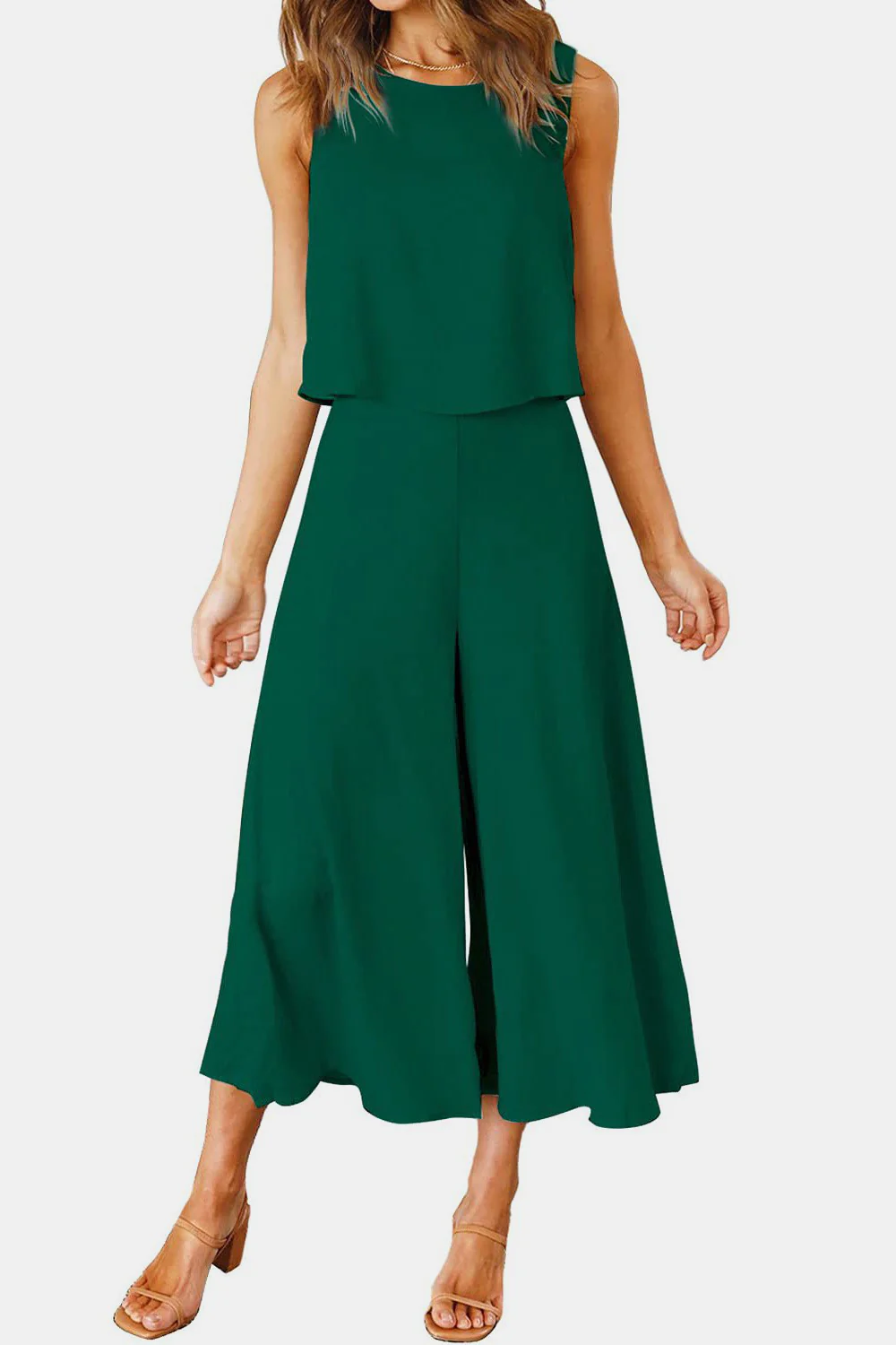 Round Neck Top and Wide Leg Pants Set - Image 18