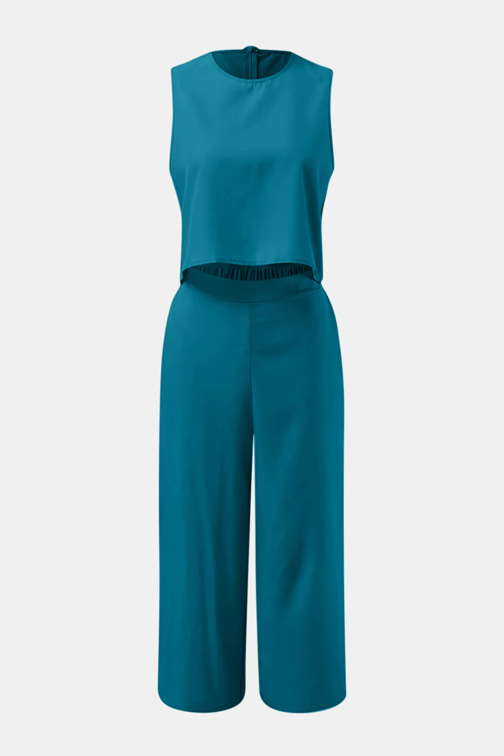 Round Neck Top and Wide Leg Pants Set - Image 5