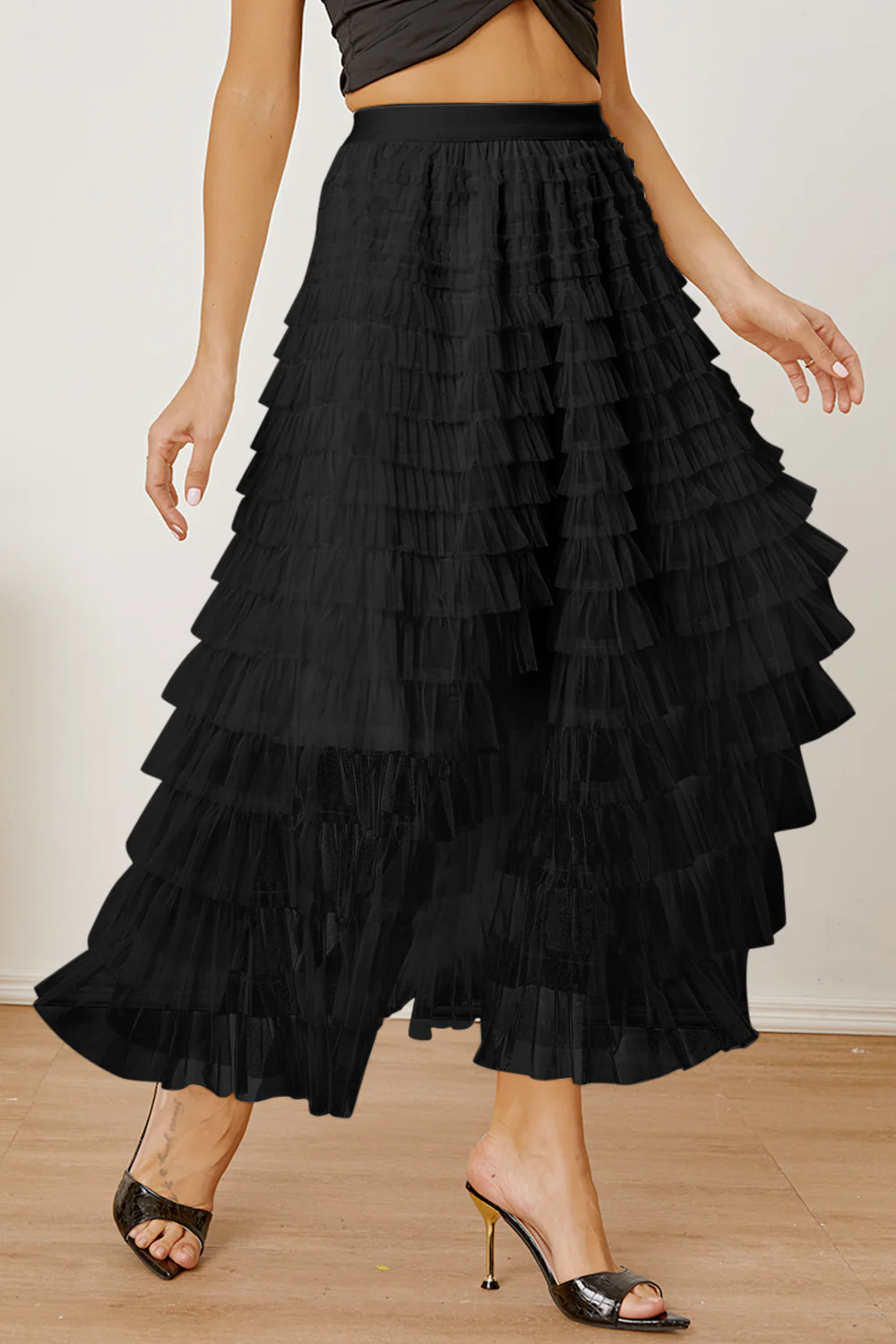 Ruched High Waist Tiered Skirt - Image 16