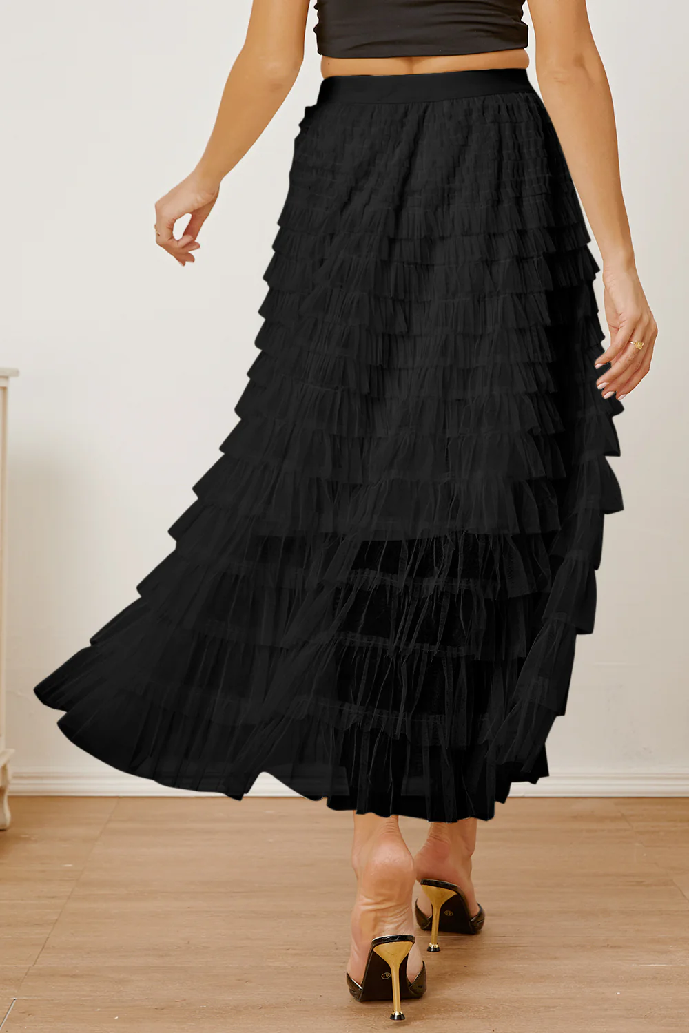Ruched High Waist Tiered Skirt - Image 17