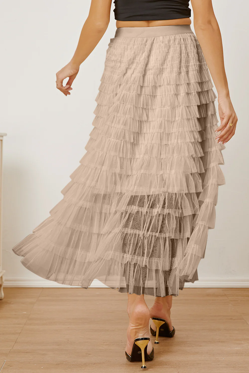 Ruched High Waist Tiered Skirt - Image 9