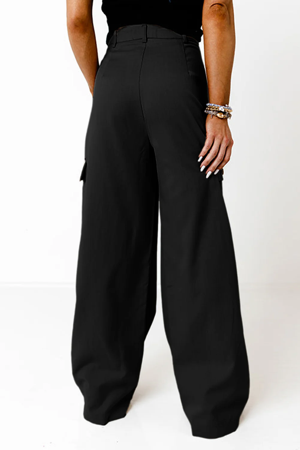 Ruched Wide Leg Pants with Pockets - Image 6