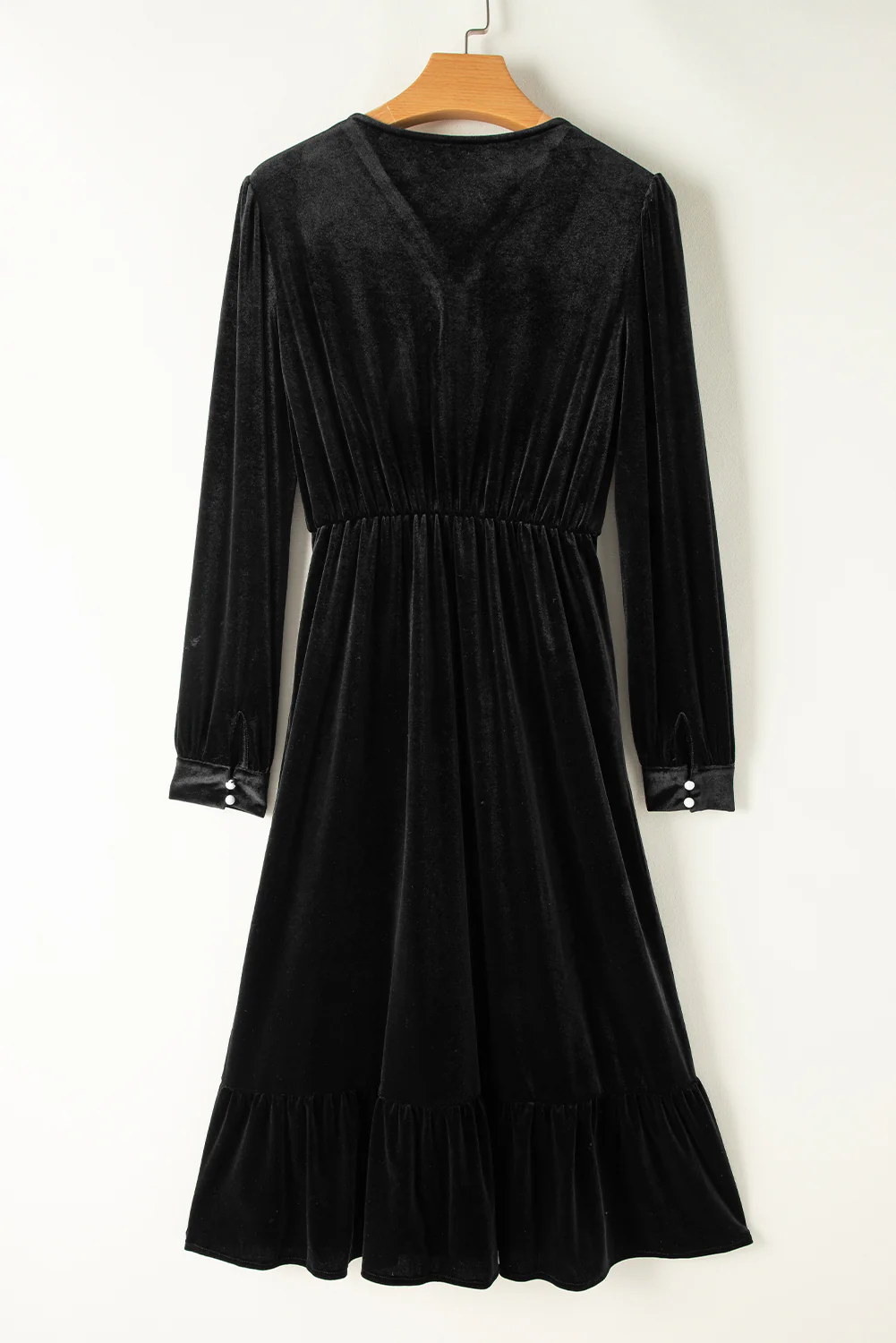 Ruffle Hem Slit V-Neck Long Sleeve Dress - Image 6