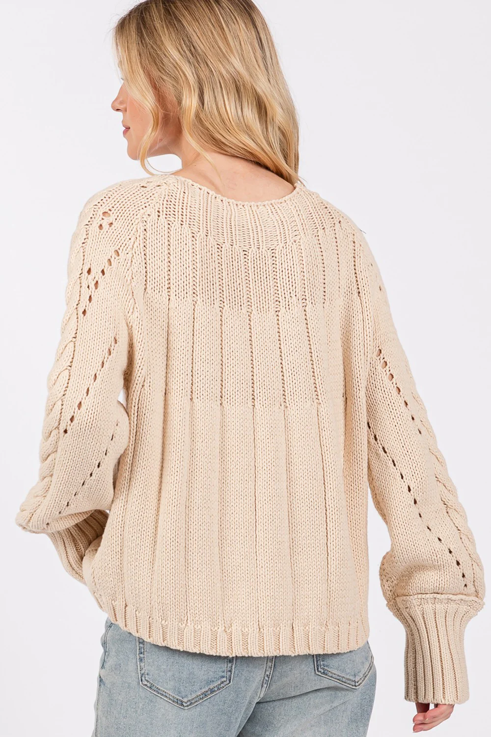 SAGE + FIG Cable-Knit Long Sleeve Sweater - Image 2