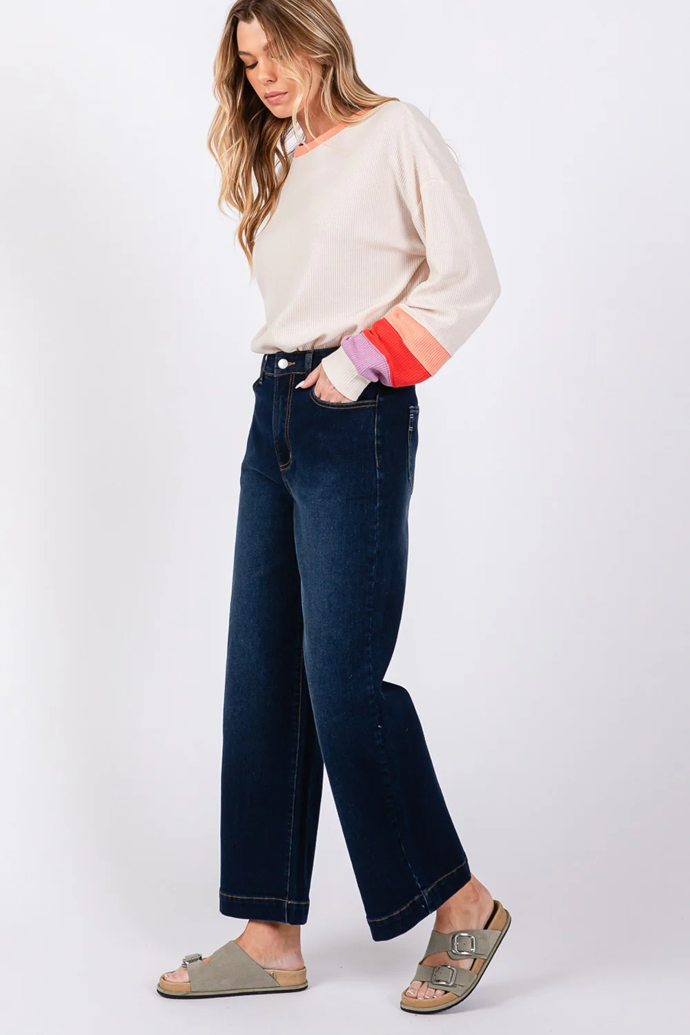 SAGE + FIG High Waist Wide Leg Jeans - Image 3