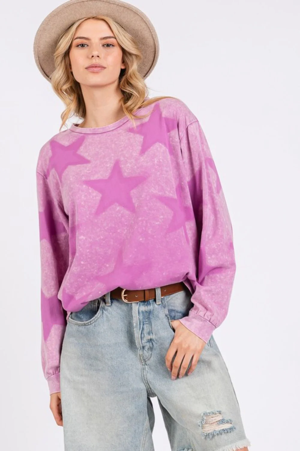 SAGE + FIG Mineral Wash Star Pattern T-Shirt - Image 4