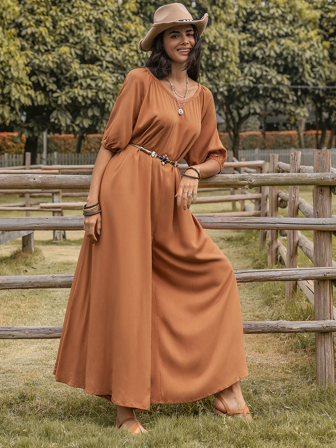 Scoop Neck Half Sleeve Wide Leg Jumpsuit - Image 4