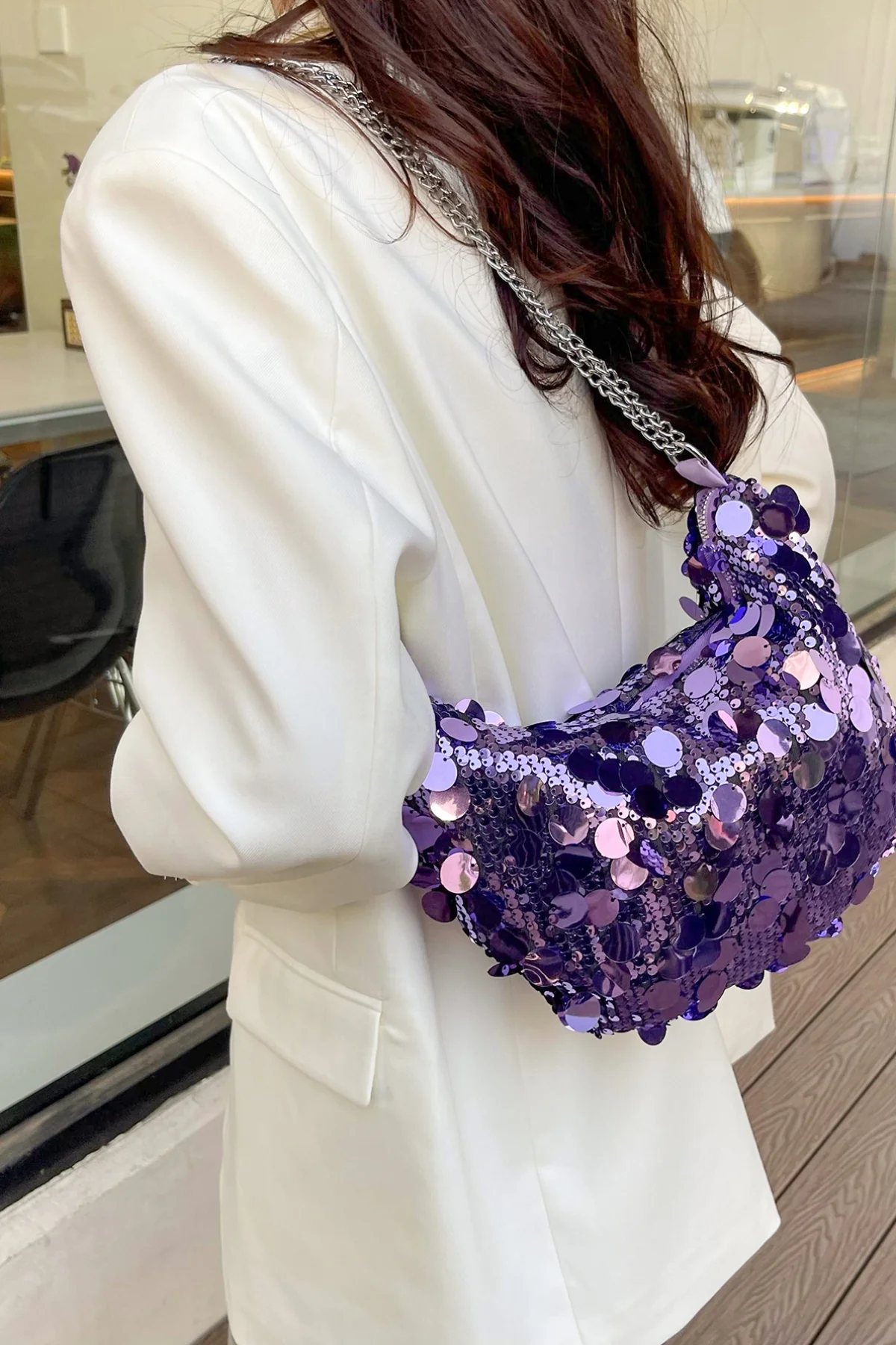 Sequin Chain Crossbody Bag - Image 14
