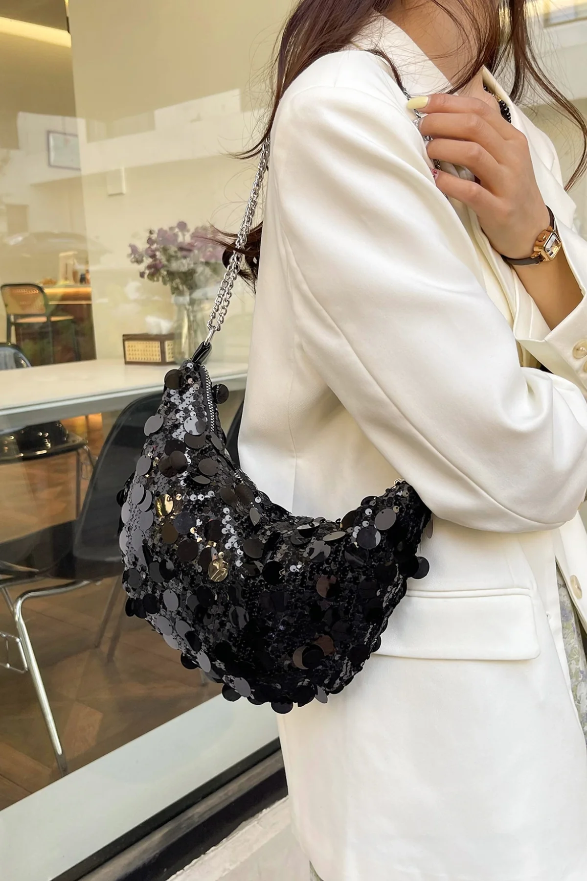 Sequin Chain Crossbody Bag - Image 3