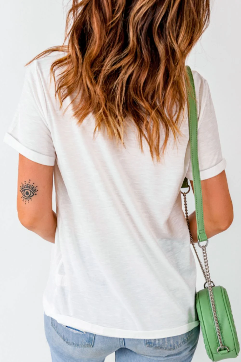 Sequin Checkered Heart Round Neck Short Sleeve T-Shirt - Image 4