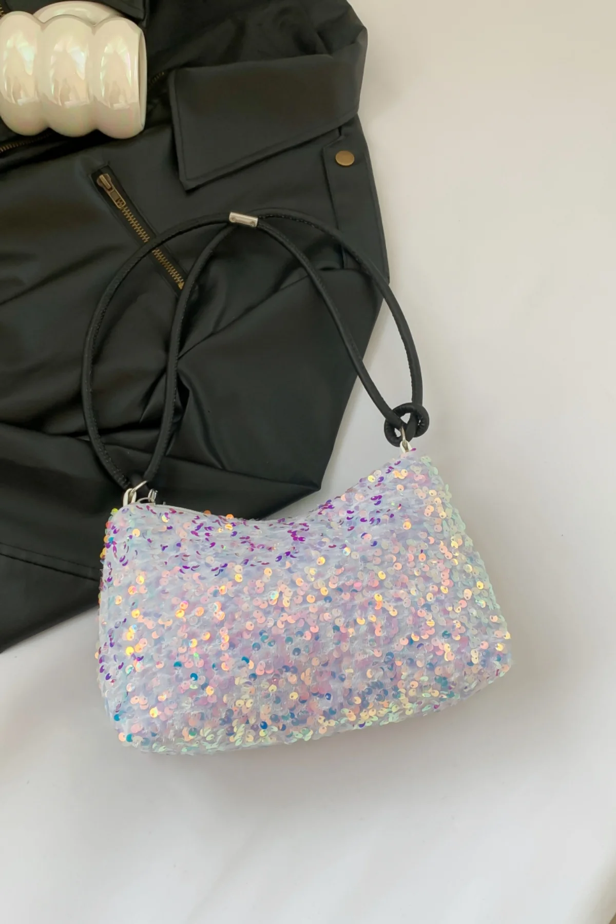 Sequin Double Strap Shoulder Bag - Image 7