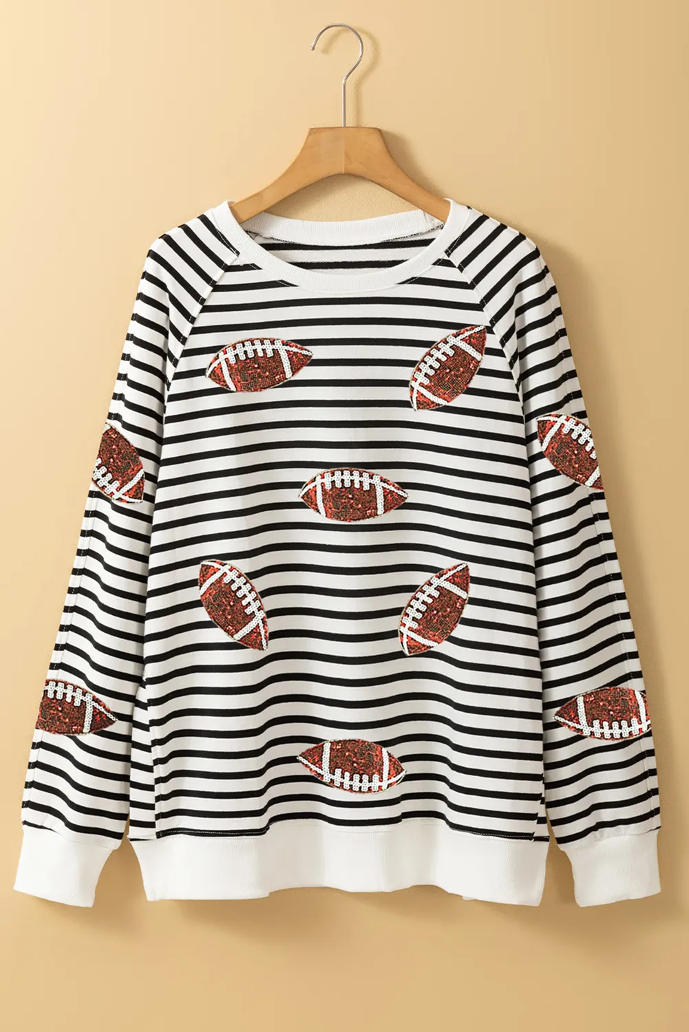 Sequin Football Striped Long Sleeve Sweatshirt - Image 2