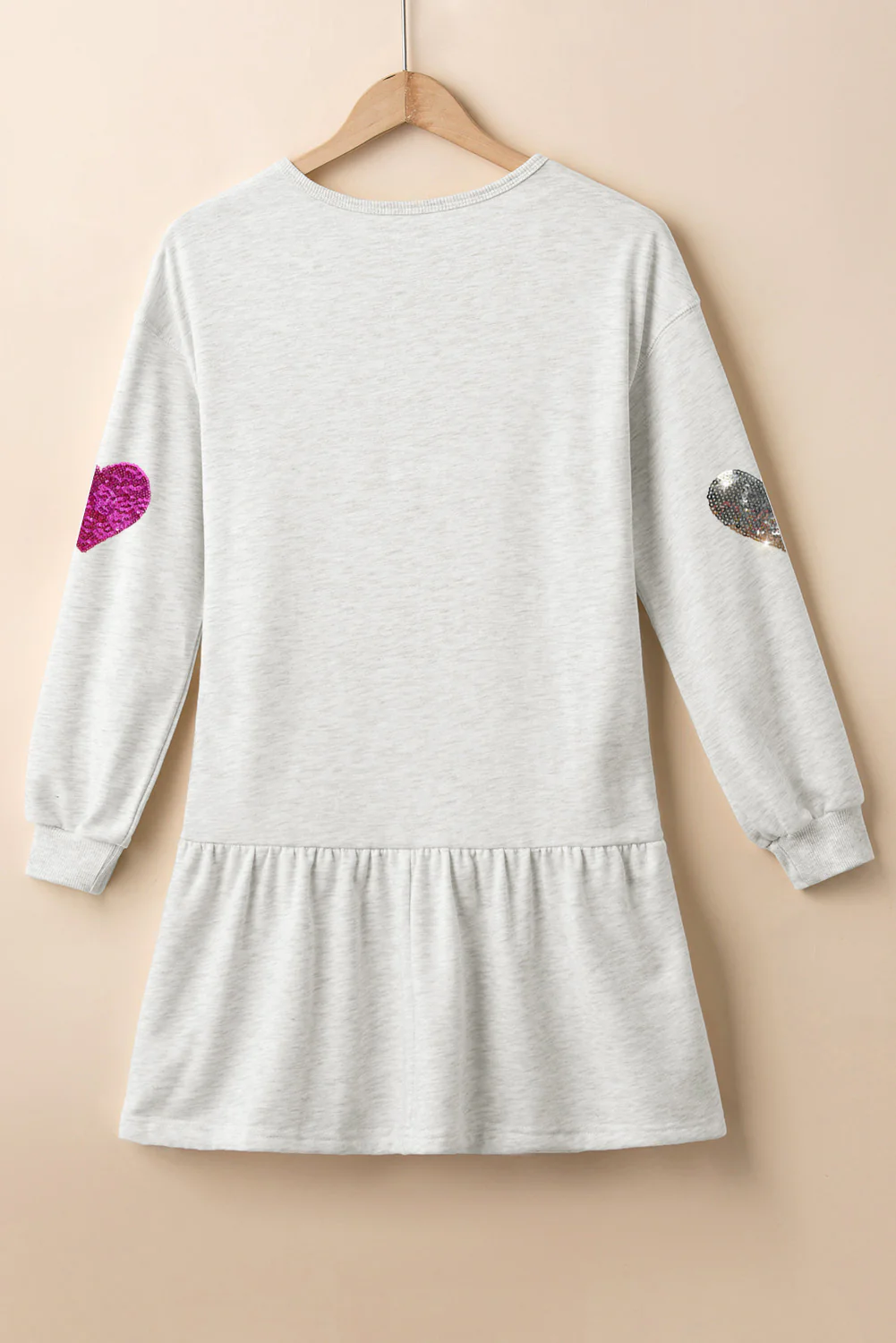 Sequin Heart Round Neck Long Sleeve Mini Dress - Image 5