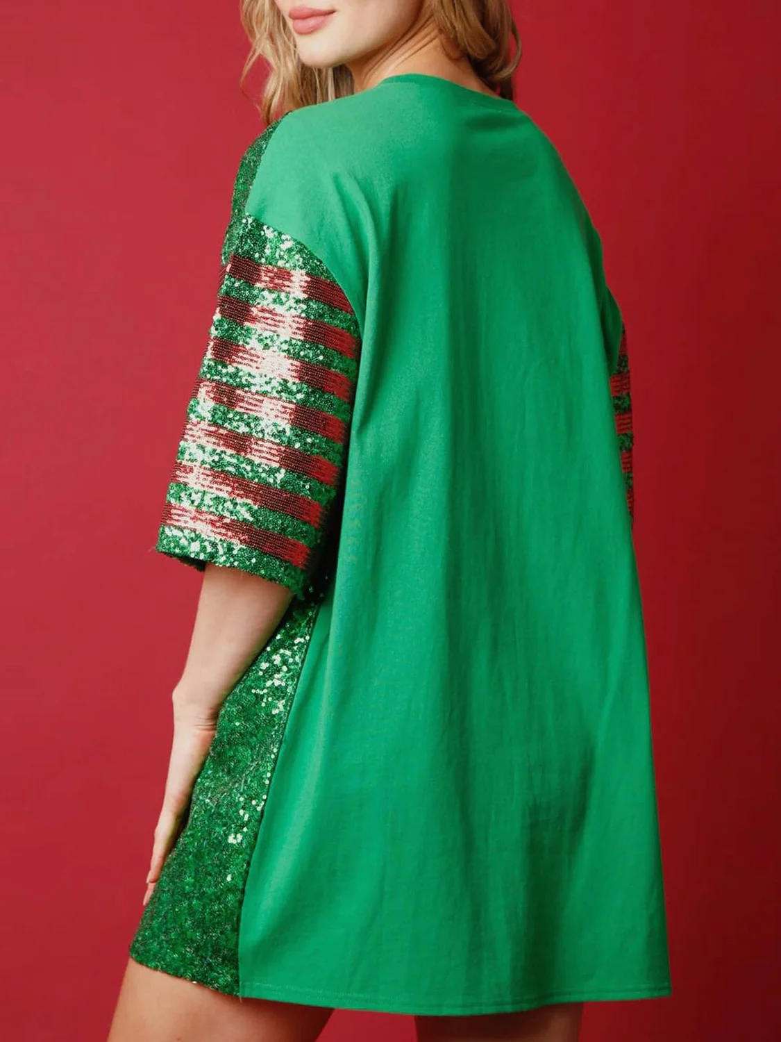 Sequin Round Neck Half Sleeve T-Shirt - Image 2