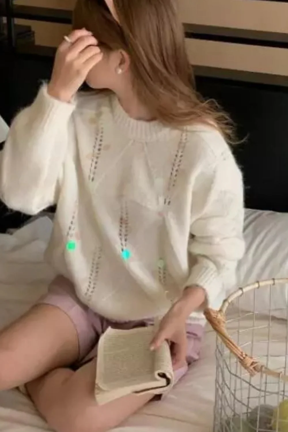 Sequin Round Neck Long Sleeve Sweater - Image 10