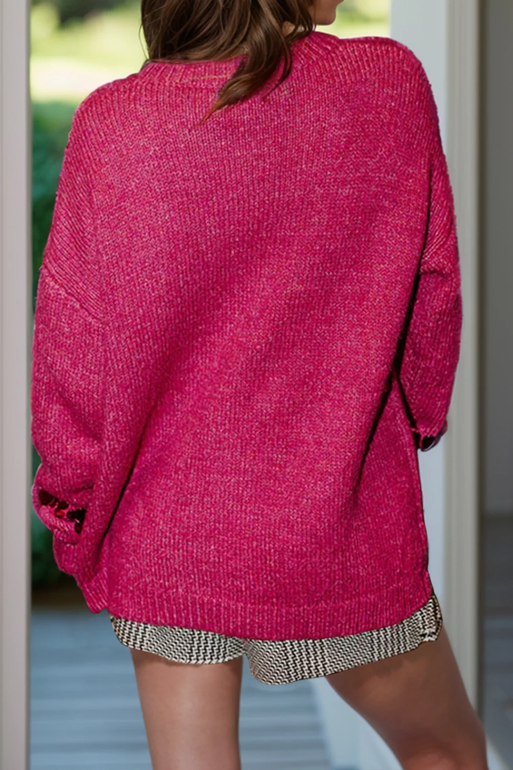 Sequin Round Neck Long Sleeve Sweater - Image 3