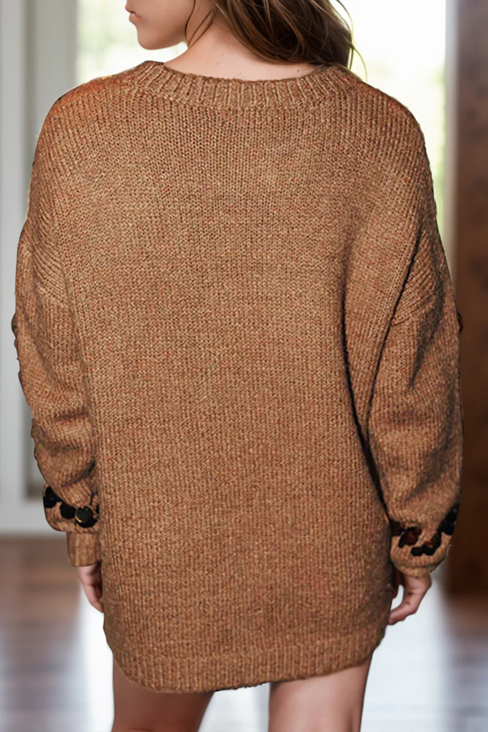 Sequin Round Neck Long Sleeve Sweater - Image 5