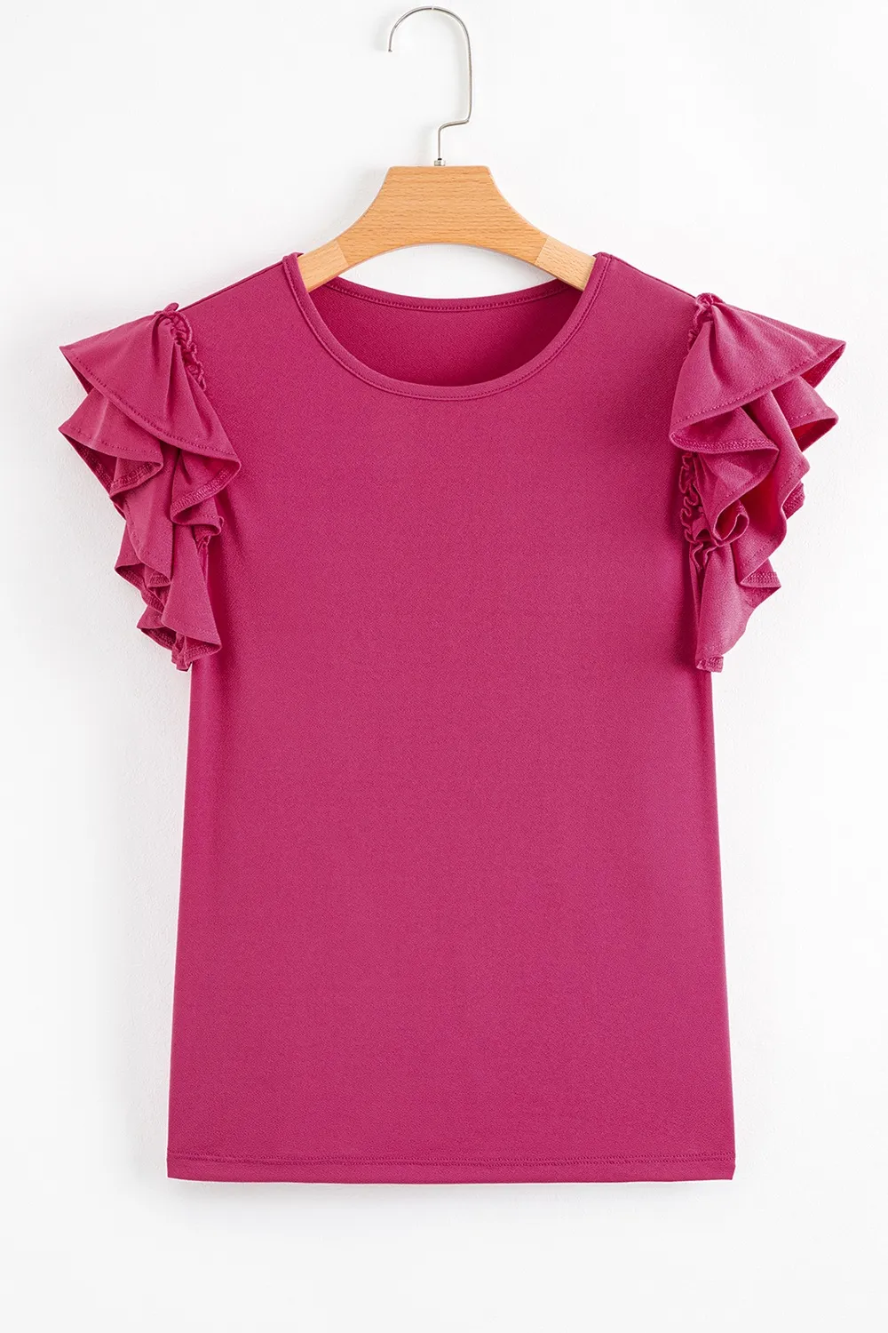 Short Ruffle Sleeve Round Neck Blouse - Image 6