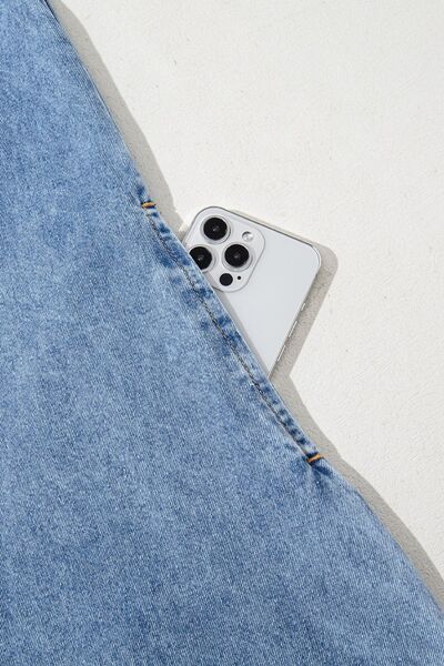 Short Sleeve Collared Patched Pocket Denim Mini Dress - Image 10