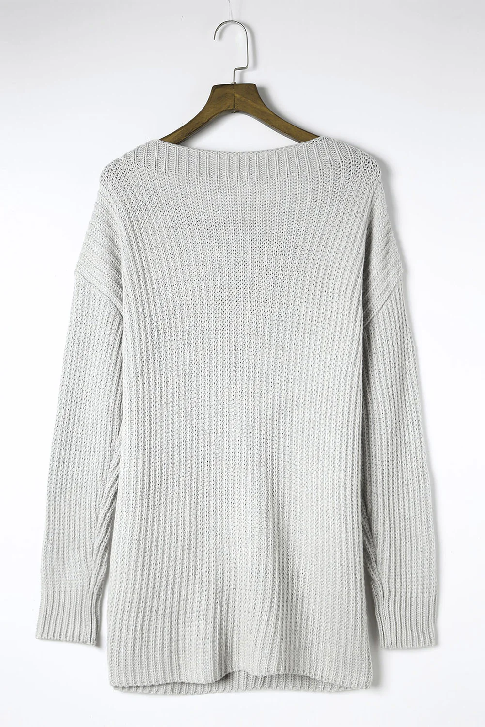 Side Slit Boat Neck Long Sleeve Sweater - Image 8