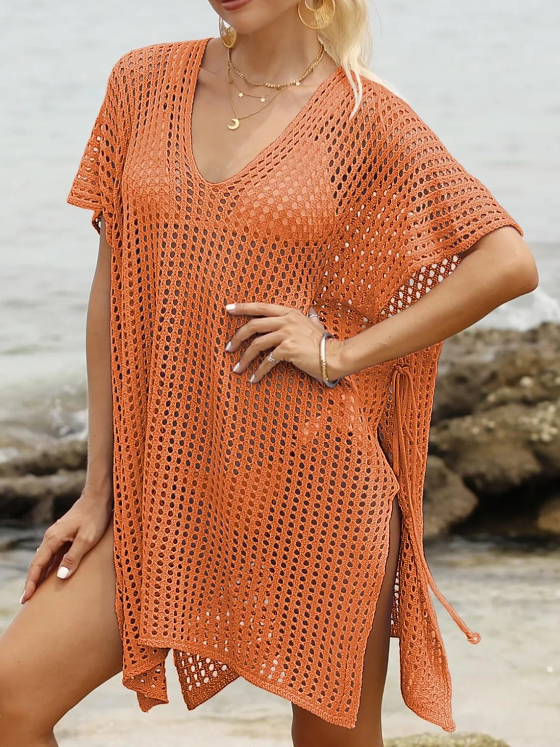 Side Tied V-Neck Cover-Up - Image 24