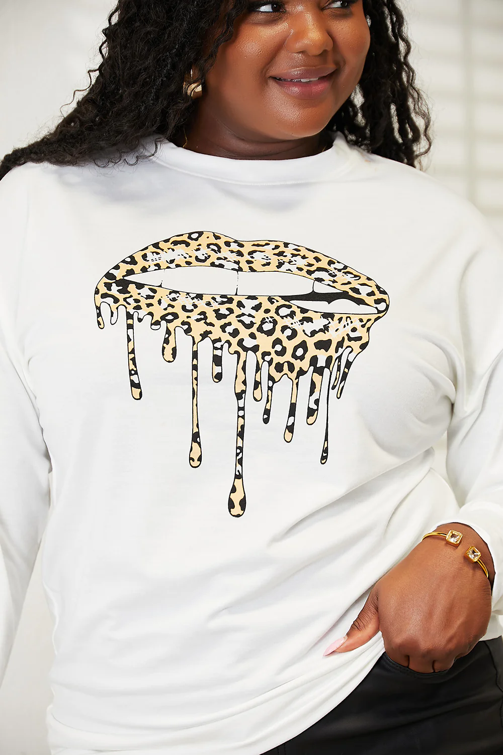 Simply Love Graphic Dropped Shoulder Round Neck Sweatshirt - Image 5