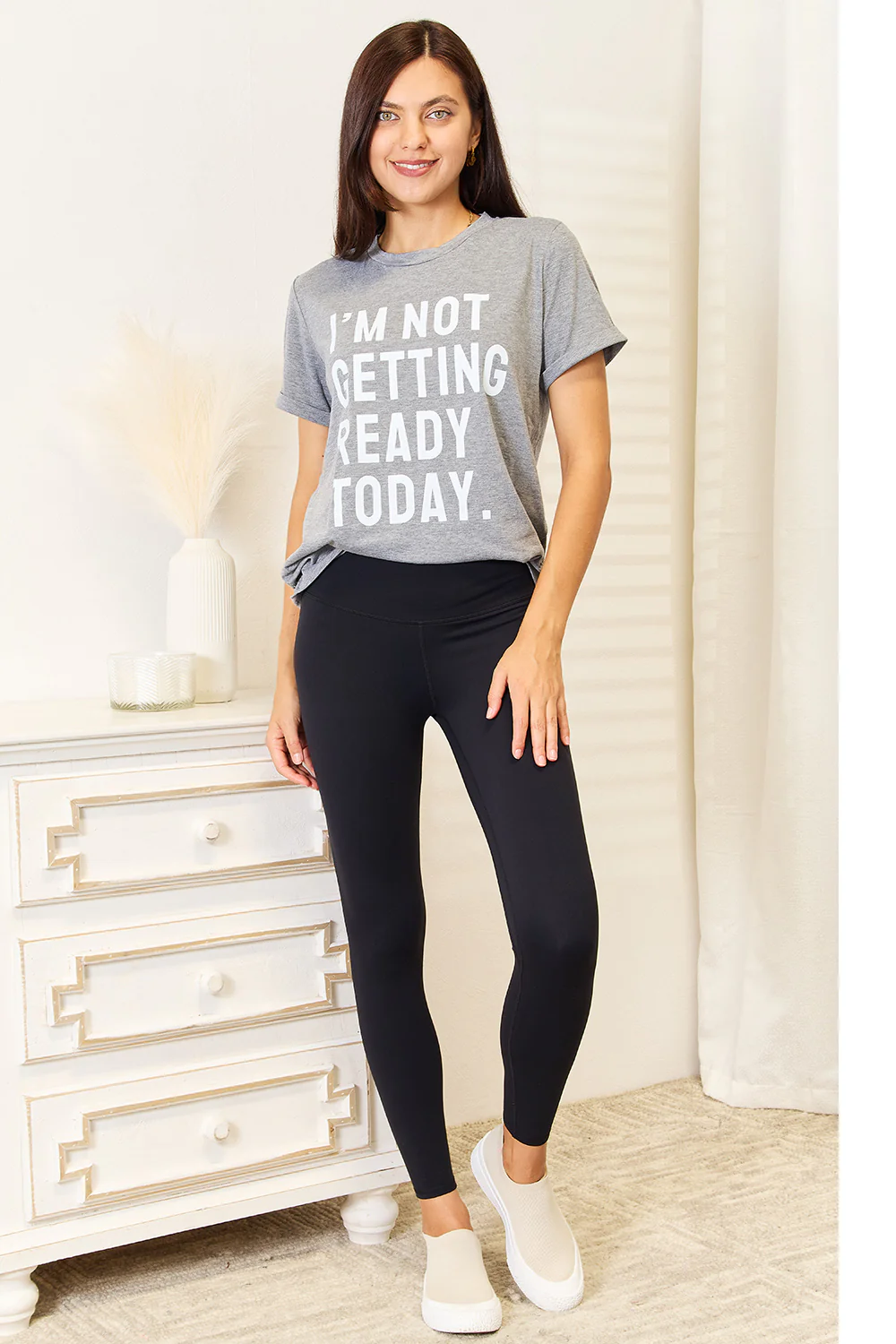 Simply Love I'M NOT GETTING READY TODAY Graphic T-Shirt - Image 9