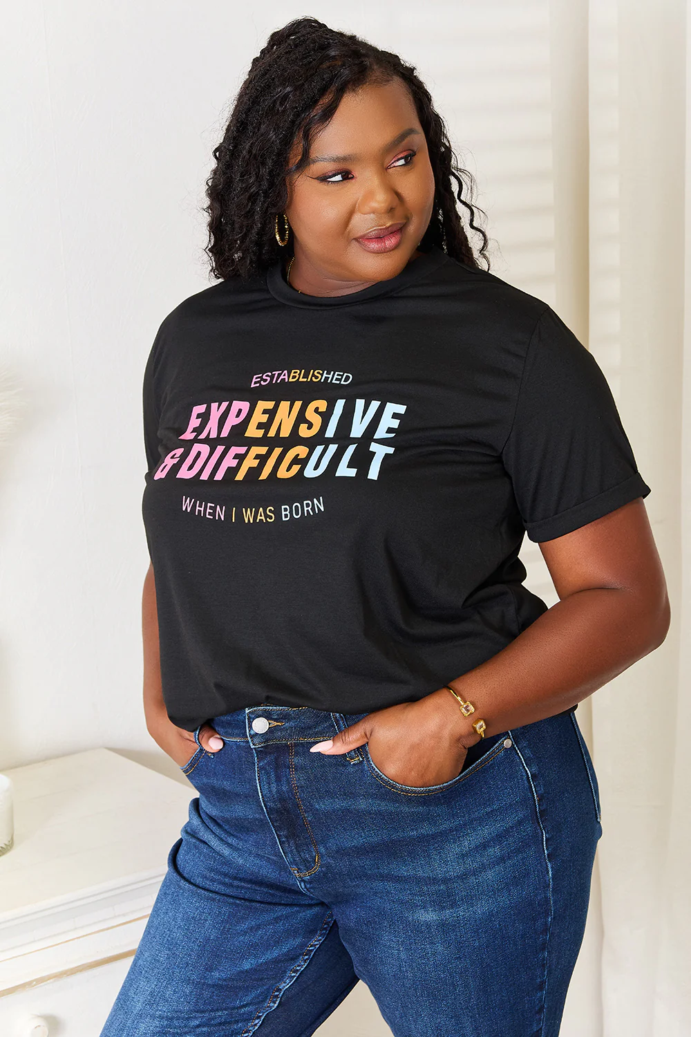 Simply Love Slogan Graphic Cuffed Sleeve T-Shirt - Image 3