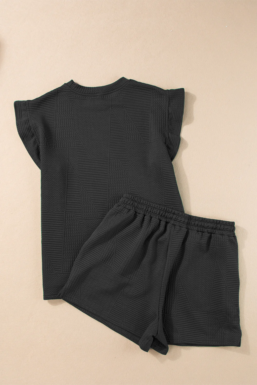 Slit Round Neck Top and Drawstring Shorts Set - Image 8