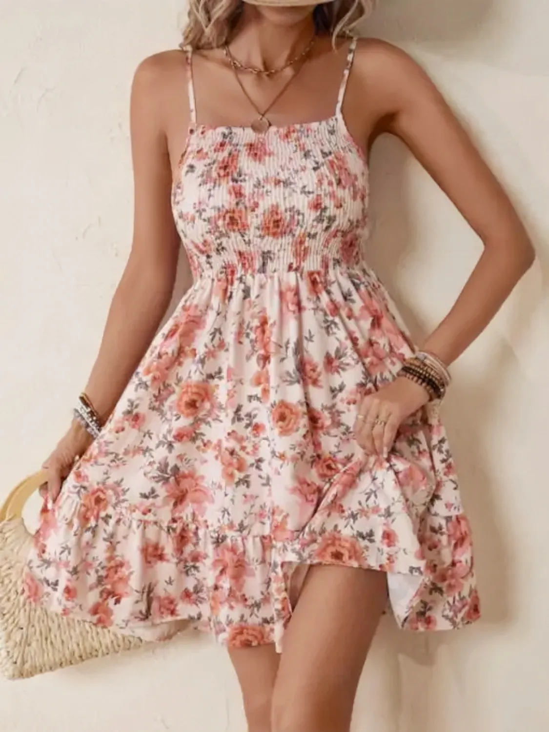 Smocked Floral Square Neck Cami Dress - Image 2