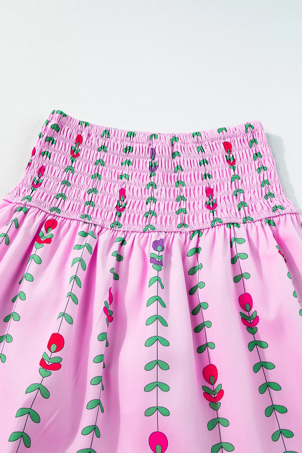 Smocked Printed High Waist Skirt - Image 4