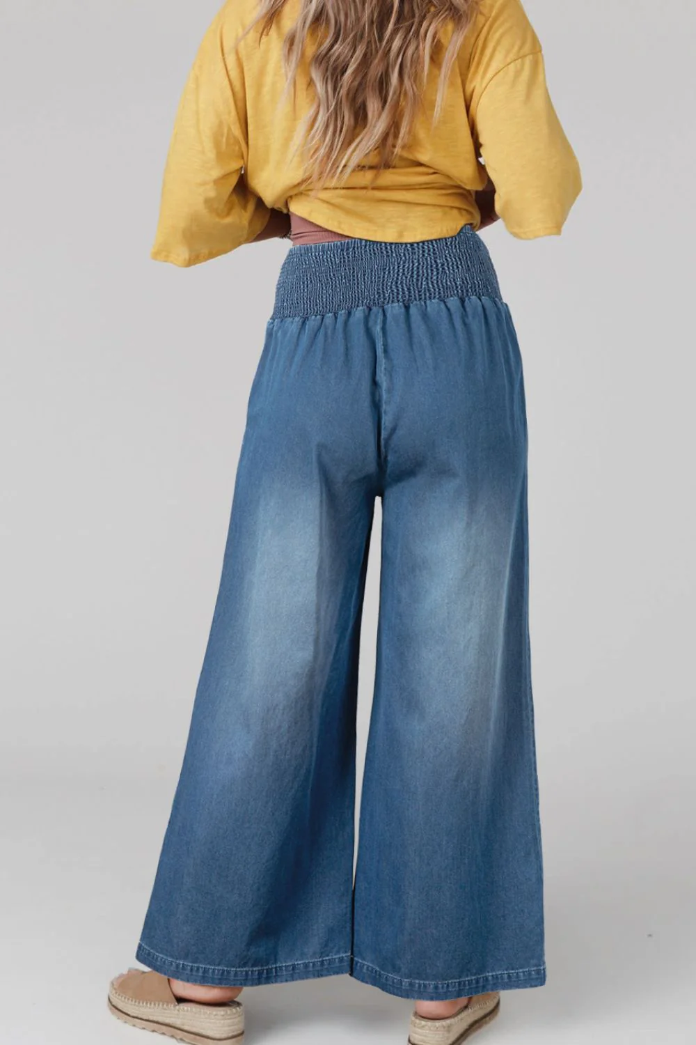 Smocked Wide Leg Jeans - Image 2