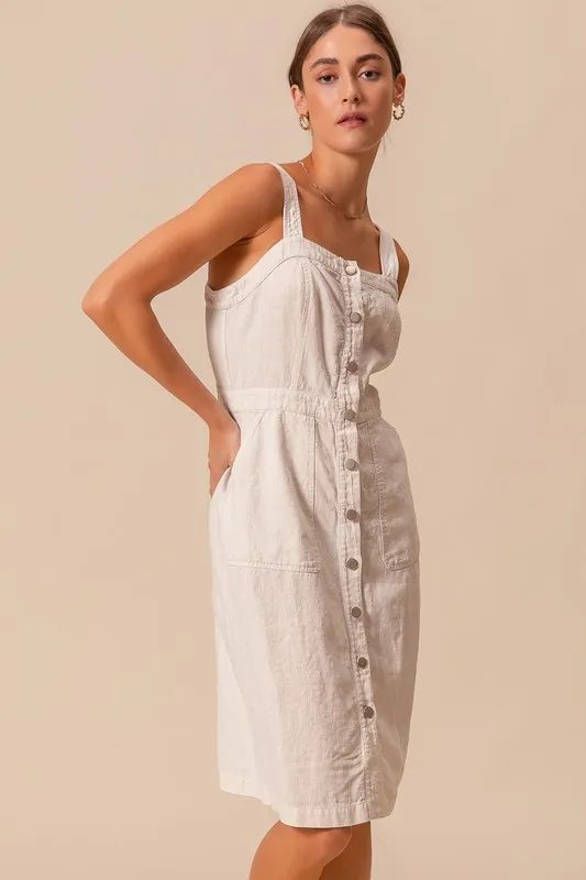 SO ME Button Down Pocket Front Pinafore Dress - Image 11