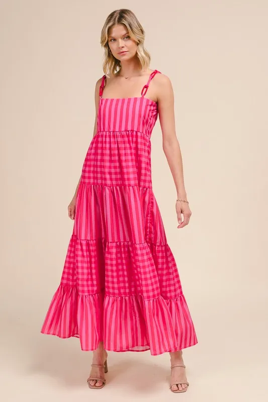 SO ME Stripe Tiered Maxi Dress with Colorful Chain Strap - Image 10