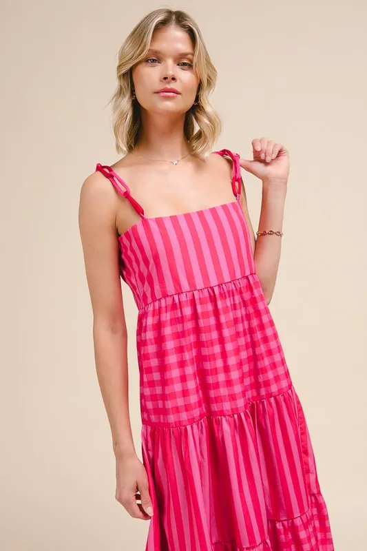 SO ME Stripe Tiered Maxi Dress with Colorful Chain Strap - Image 12