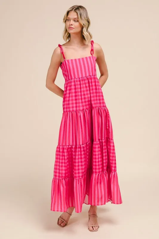 SO ME Stripe Tiered Maxi Dress with Colorful Chain Strap - Image 4