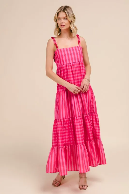SO ME Stripe Tiered Maxi Dress with Colorful Chain Strap - Image 6