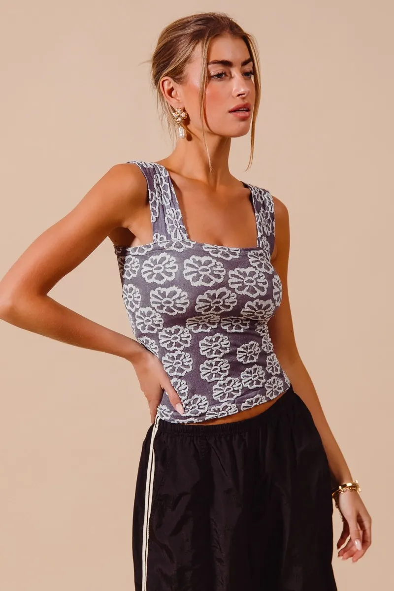 SO ME Two Tone Floral Seamless Tank Top - Image 5