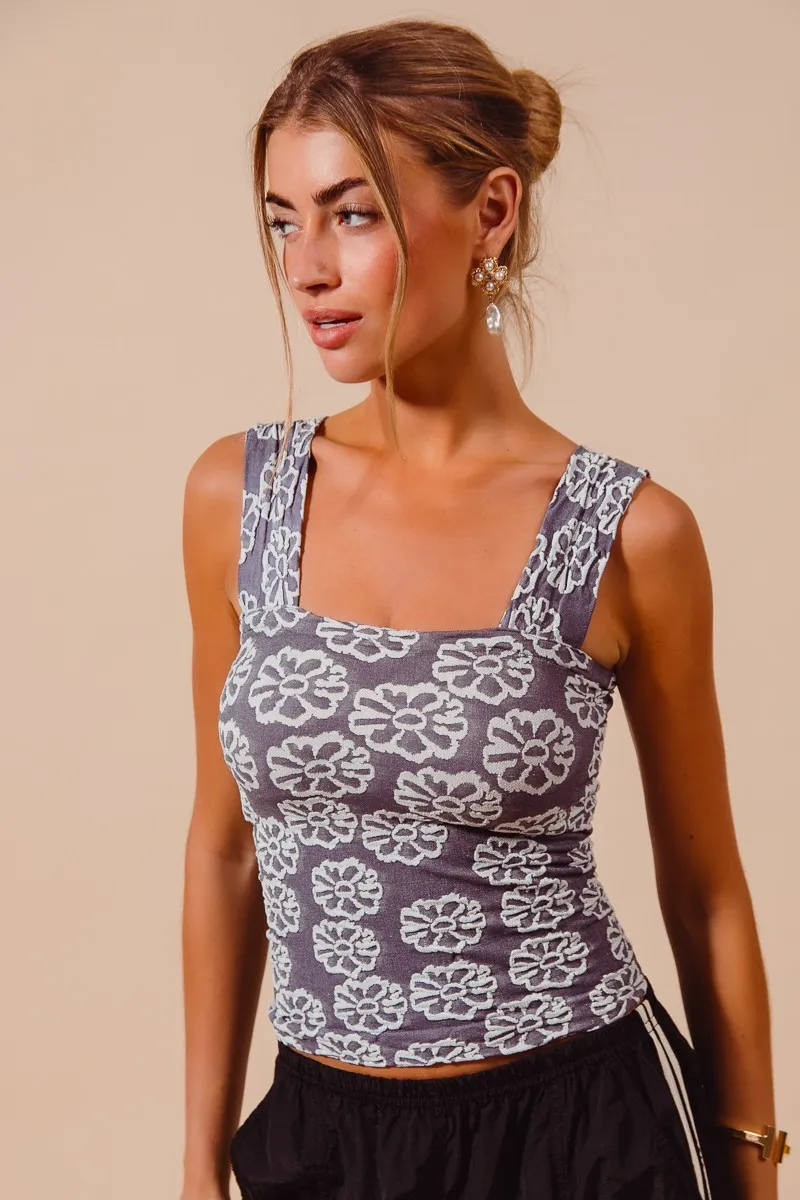 SO ME Two Tone Floral Seamless Tank Top - Image 7